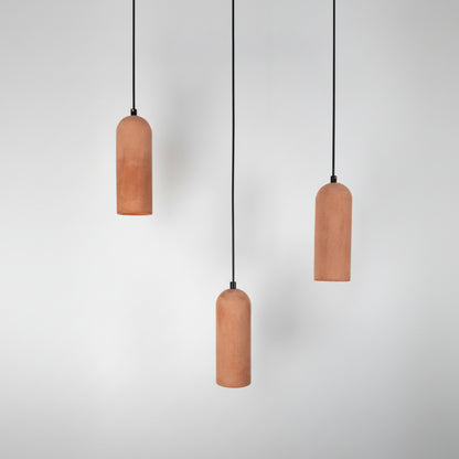 Terracotta Kubbe Silindir 3'lü Beton Sarkıt Aydınlatma