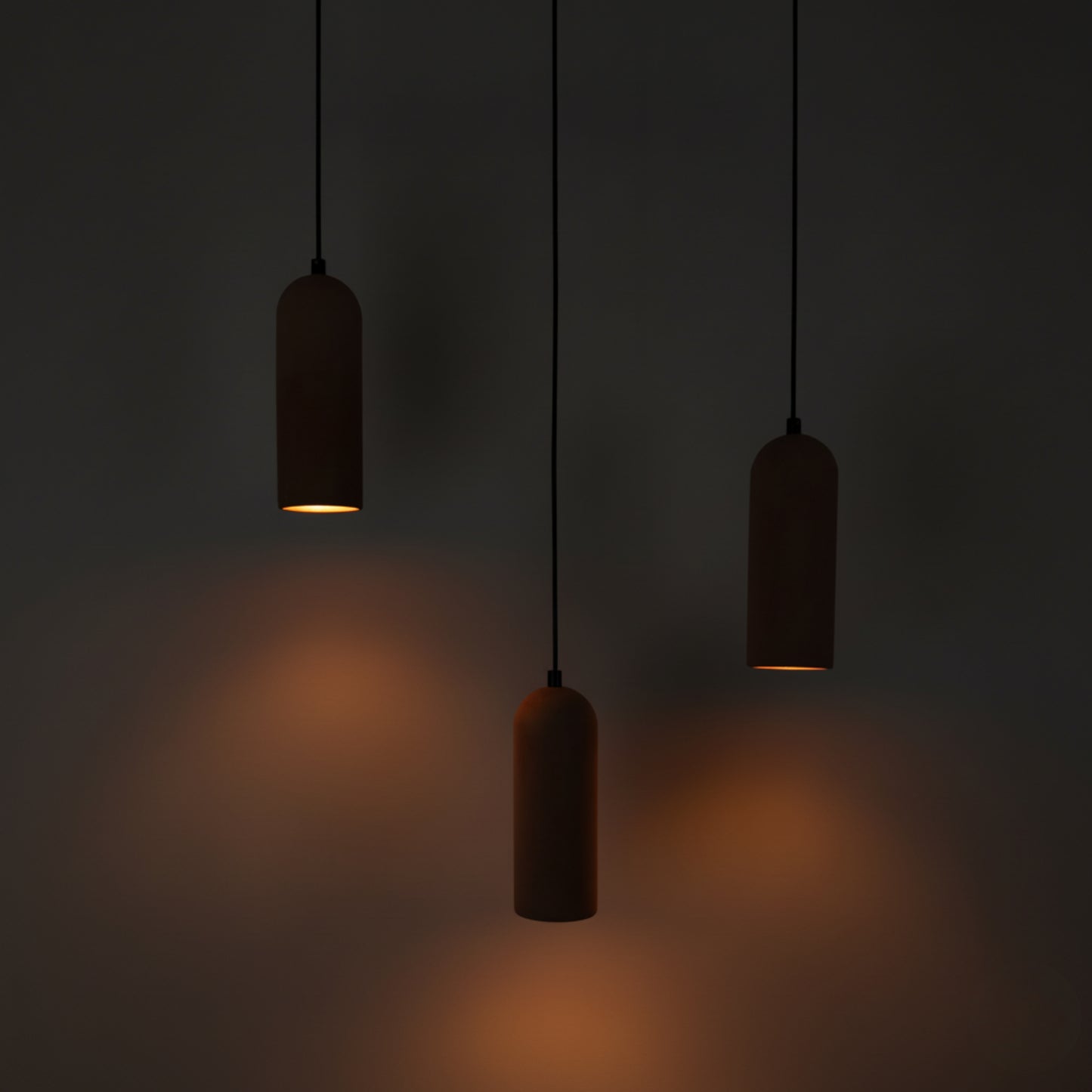 Terracotta Kubbe Silindir 3'lü Beton Sarkıt Aydınlatma