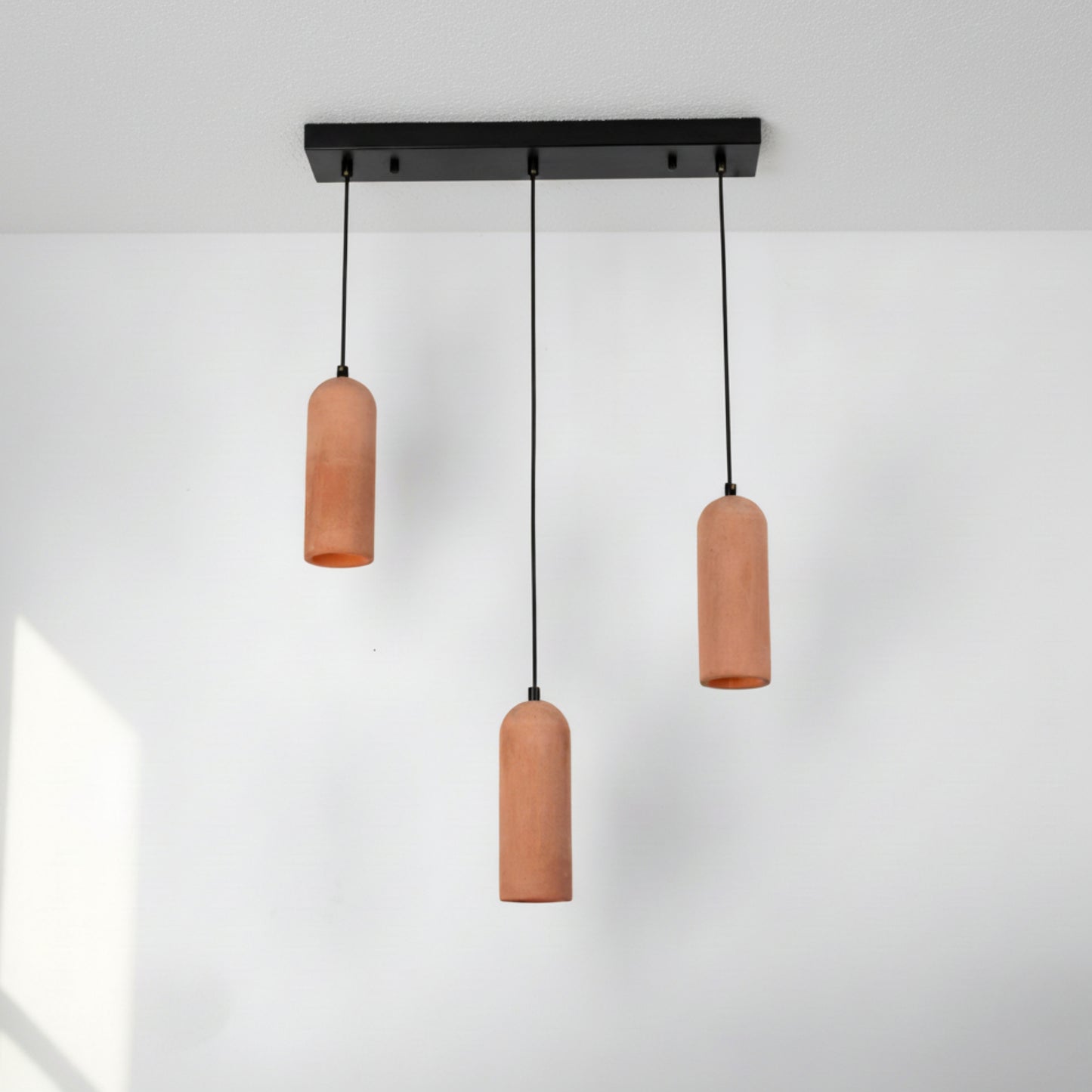 Terracotta Kubbe Silindir 3'lü Beton Sarkıt Aydınlatma