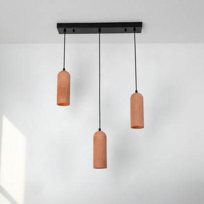 Terracotta Kubbe Silindir 3'lü Beton Sarkıt Aydınlatma