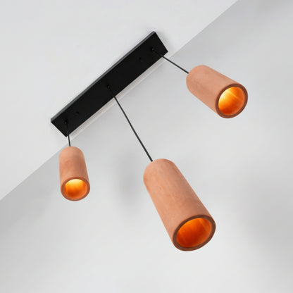 Terracotta Kubbe Silindir 3'lü Beton Sarkıt Aydınlatma