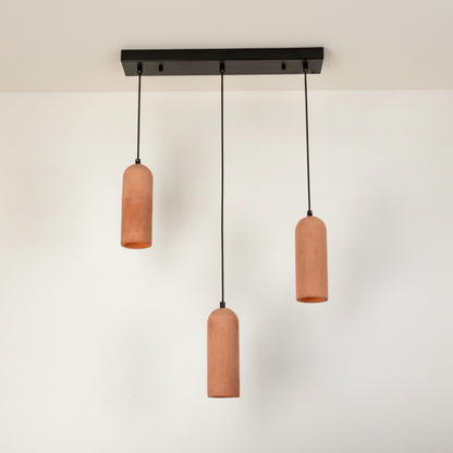 Terracotta Kubbe Silindir 3'lü Beton Sarkıt Aydınlatma