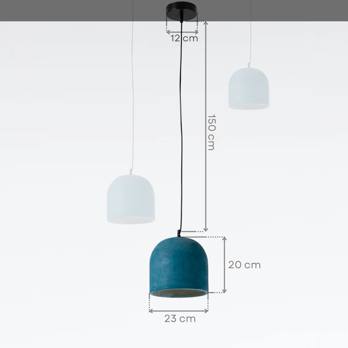 Blue Large Concrete Ceiling Light