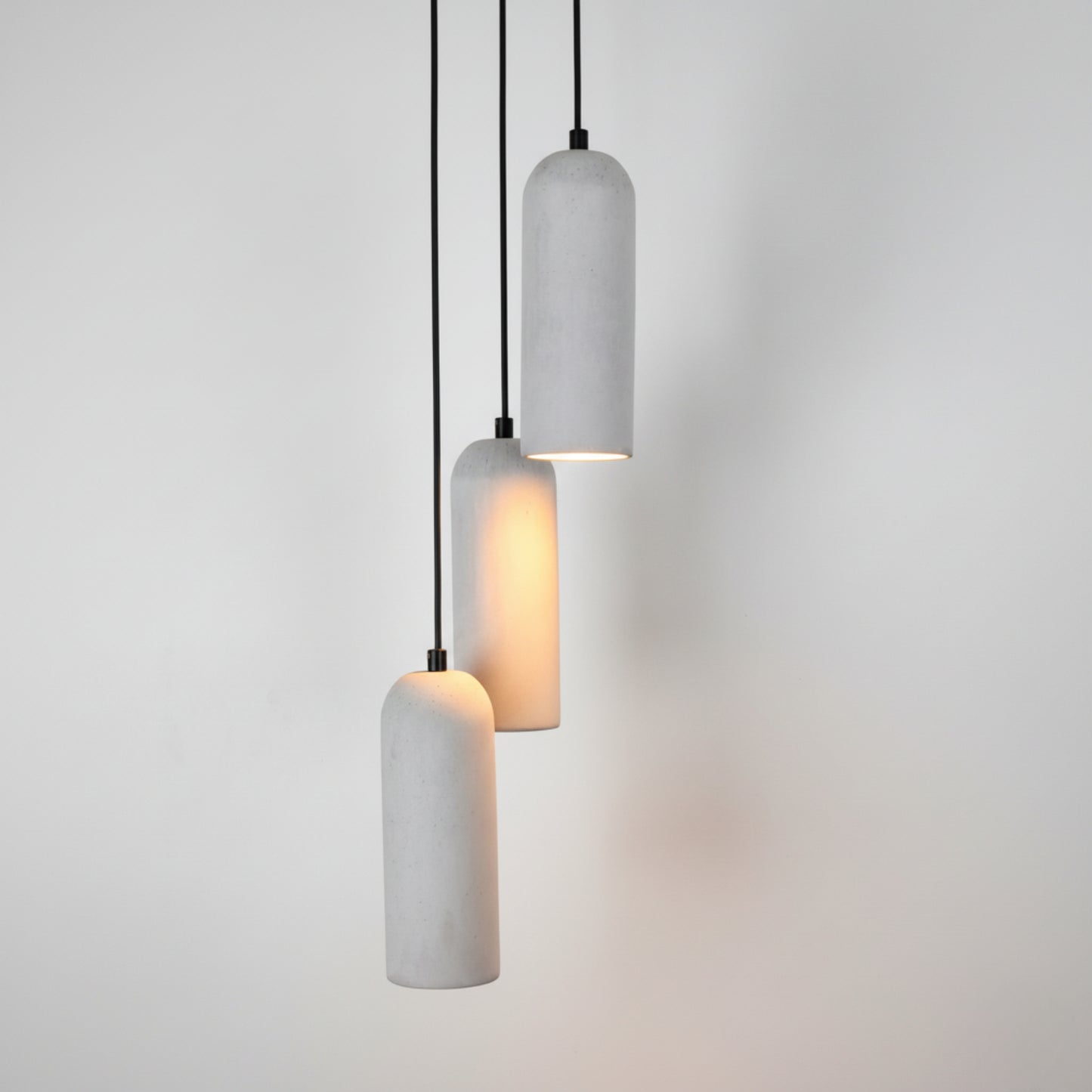 Gri Kubbe Silindir 3'lü Beton Sarkıt Aydınlatma