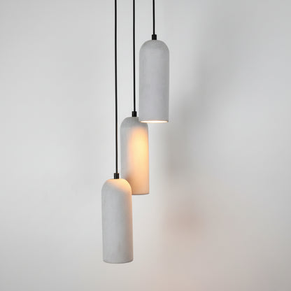 Gri Kubbe Silindir 3'lü Beton Sarkıt Aydınlatma