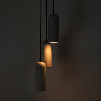 Gri Kubbe Silindir 3'lü Beton Sarkıt Aydınlatma