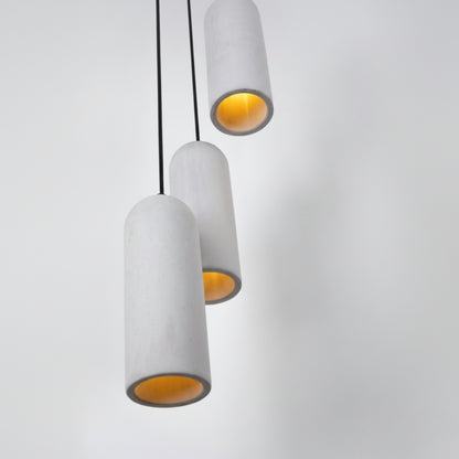 Gri Kubbe Silindir 3'lü Beton Sarkıt Aydınlatma