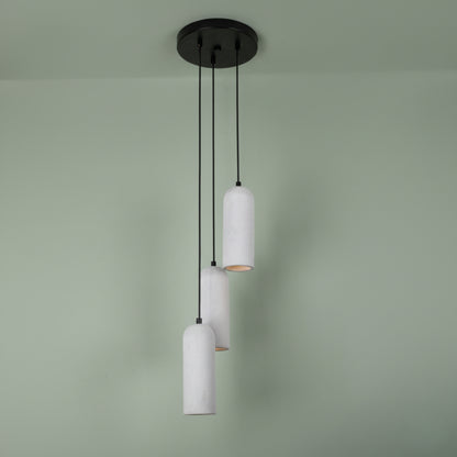 Gri Kubbe Silindir 3'lü Beton Sarkıt Aydınlatma