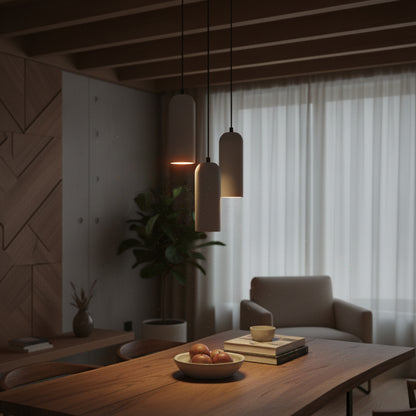 Gri Kubbe Silindir 3'lü Beton Sarkıt Aydınlatma