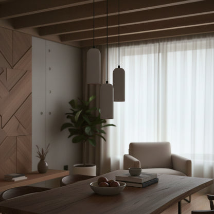 Gri Kubbe Silindir 3'lü Beton Sarkıt Aydınlatma