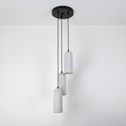 Gri Kubbe Silindir 3'lü Beton Sarkıt Aydınlatma