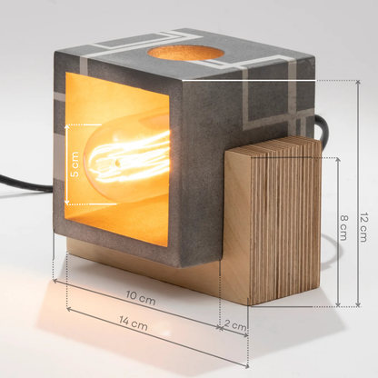 Circuit Concrete Wood Table Lamp - Square