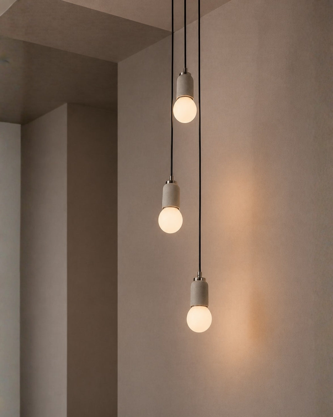 Gray Cylinder Concrete 3-Pendant Lighting