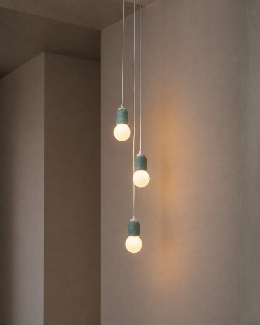 Green Cylinder Concrete 3 Suspended Lighting