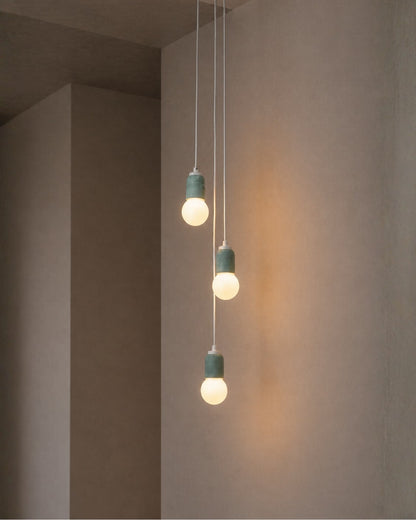 Green Cylinder Concrete 3 Suspended Lighting