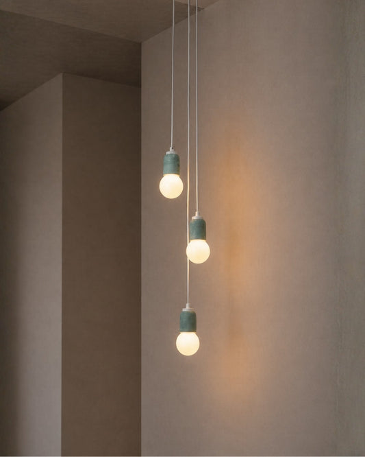 Green Cylinder Concrete 3 Suspended Lighting