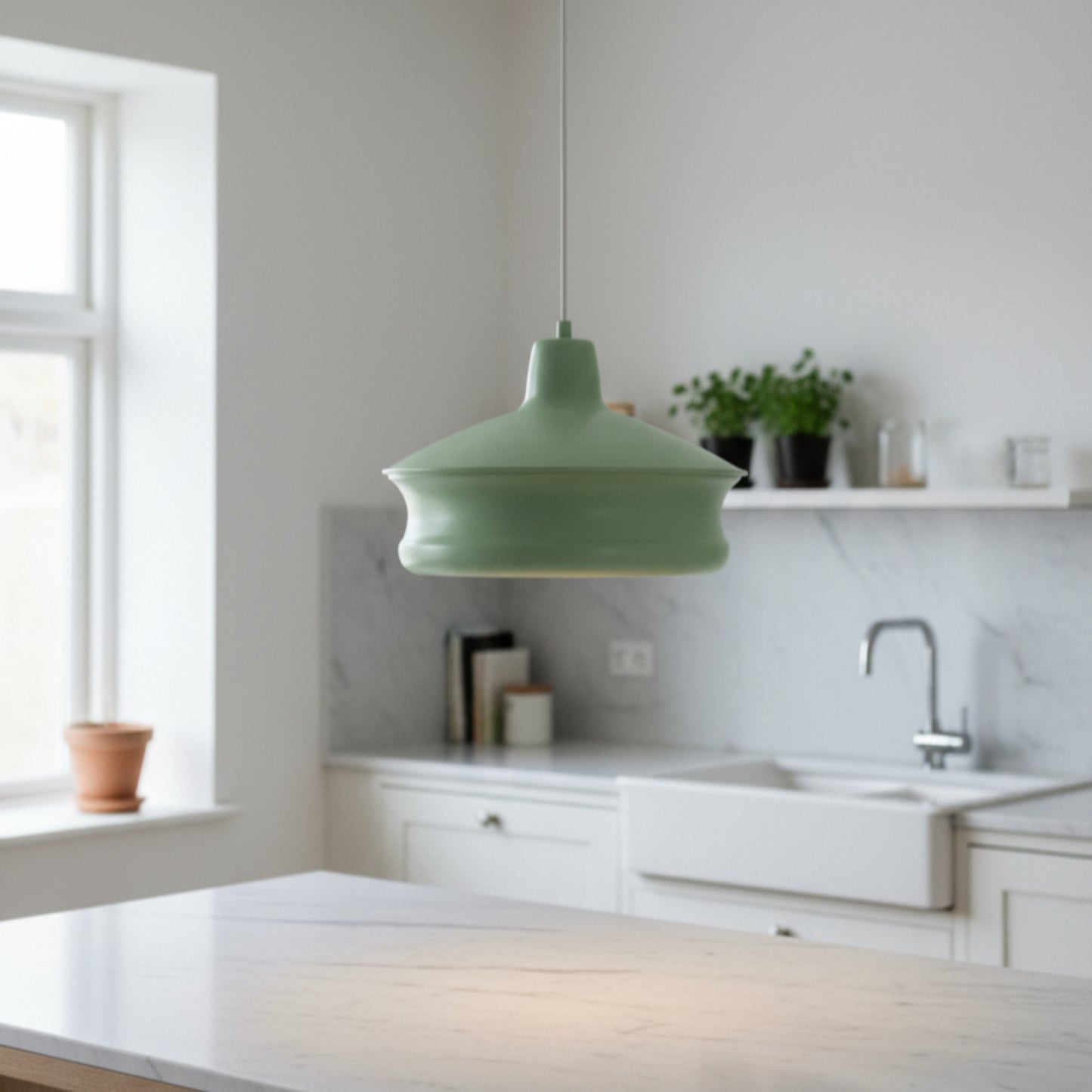 Yeşil Metal Silindir Tavan Aydınlatması