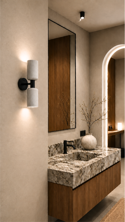 Siyah Metal Gri Silindir Beton Aplik