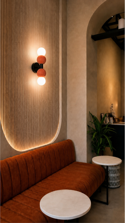 Siyah Metal Terracotta Küre Beton Aplik