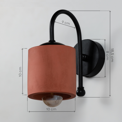 Terracotta Metal Detay Silindir Beton Aplik