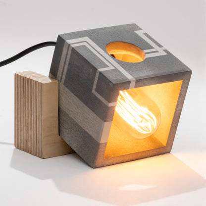 Circuit Concrete Wood Table Lamp - Square