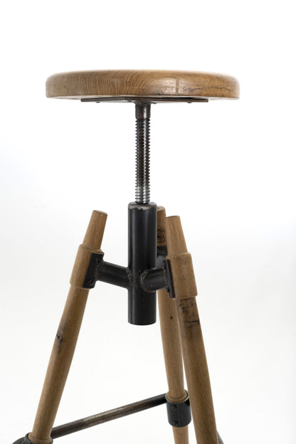 Wooden Oak Adjustable Stool