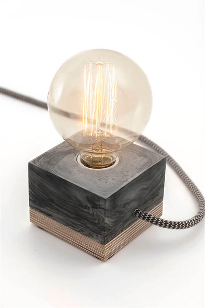 Marble Patterned Concrete Table Lamp with Dimmer - Globe