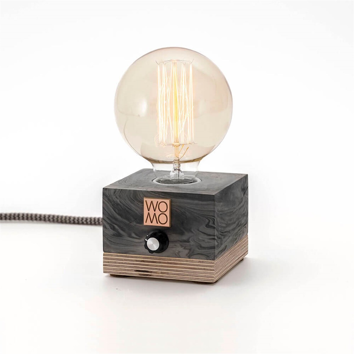 Marble Patterned Concrete Table Lamp with Dimmer - Globe