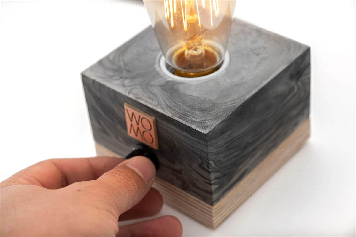 Marble Patterned Concrete Table Lamp with Dimmer - Globe