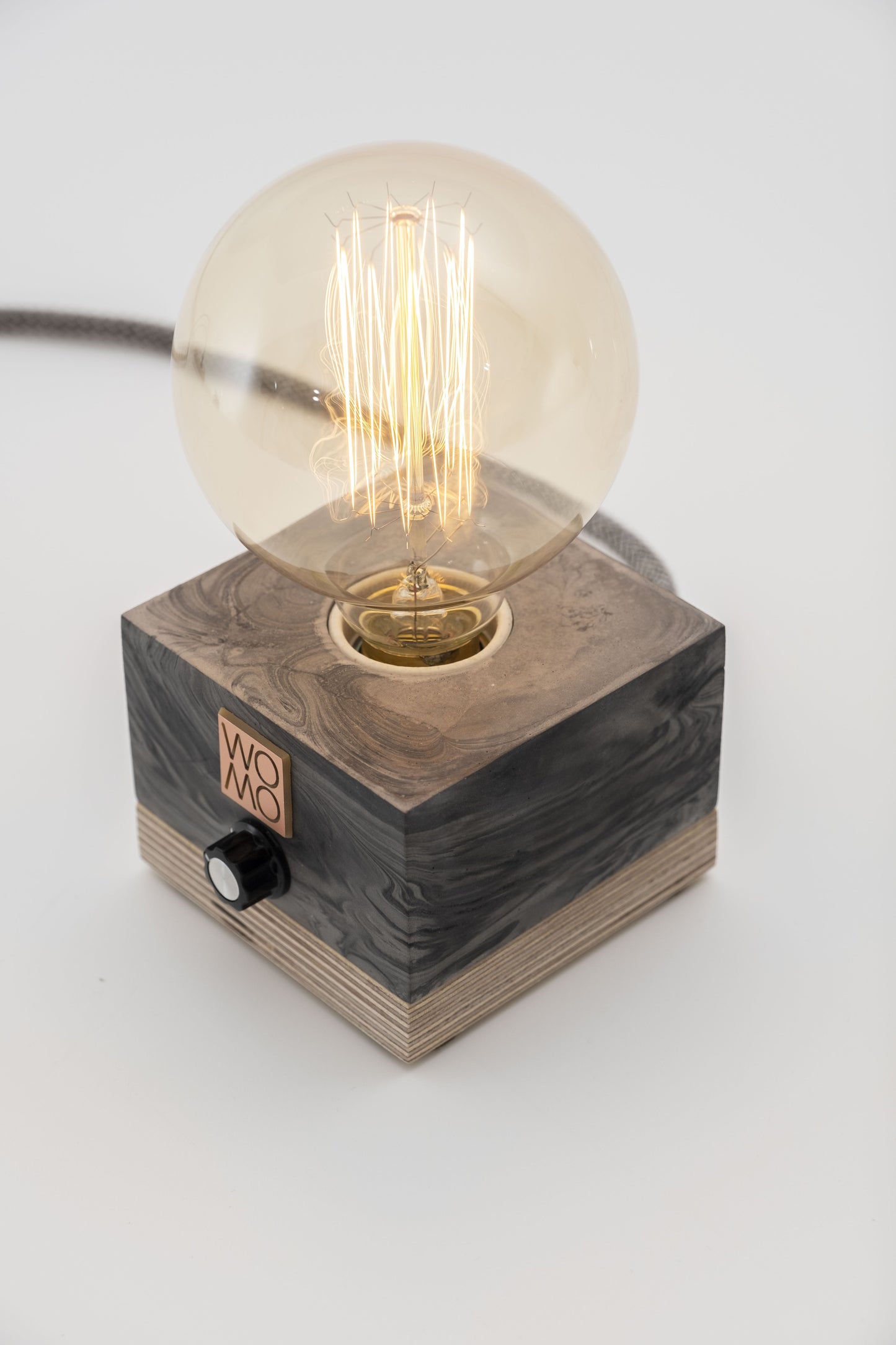 Marble Patterned Concrete Table Lamp with Dimmer - Globe
