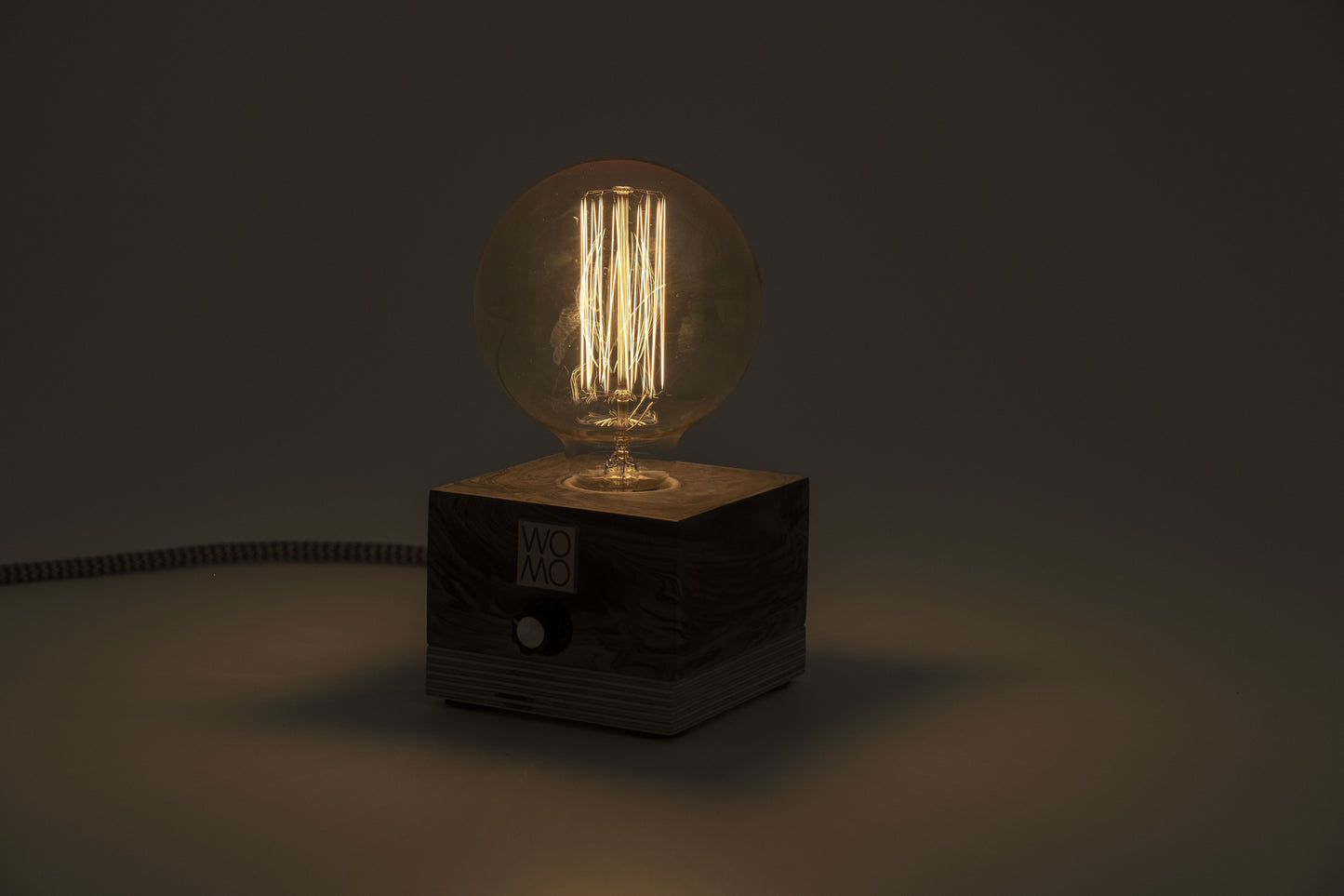 Marble Patterned Concrete Table Lamp with Dimmer - Globe