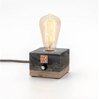 Marble Pattern Concrete Table Lamp with Dimmer - Cylinder