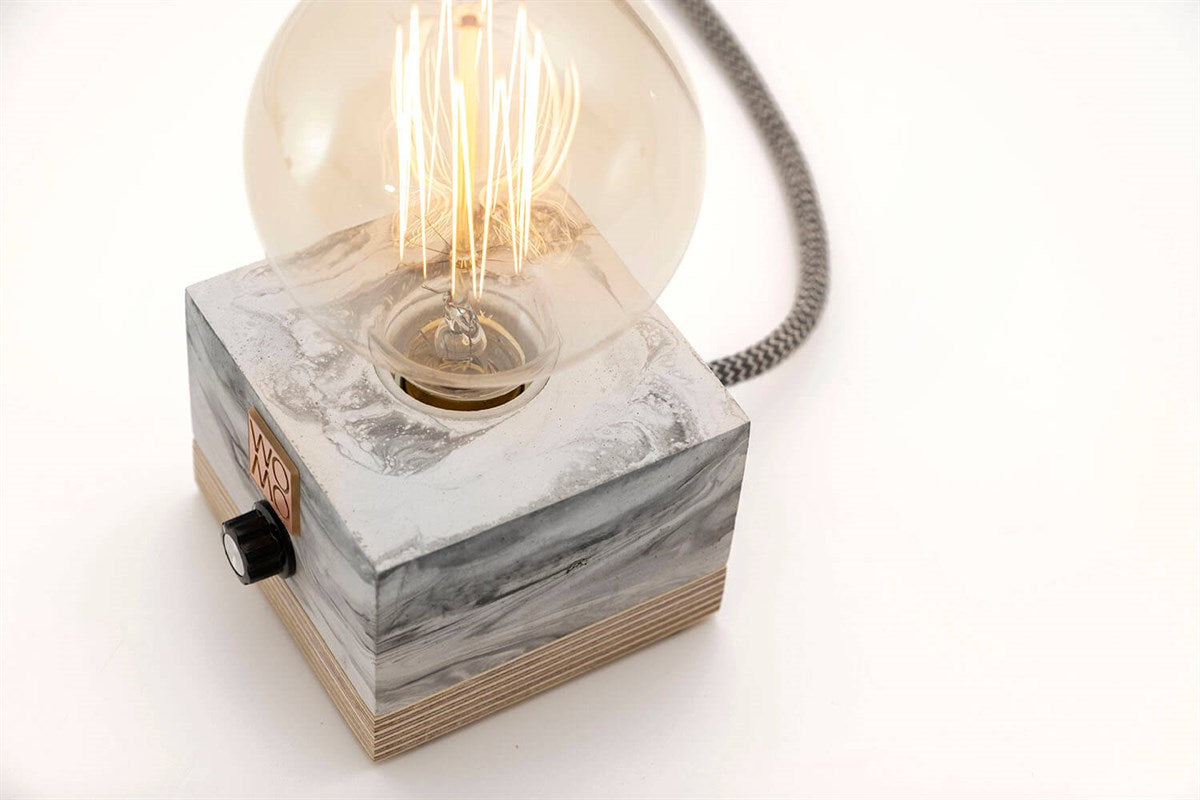 Marble Textured Concrete Table Lamp with Dimmer - Globe