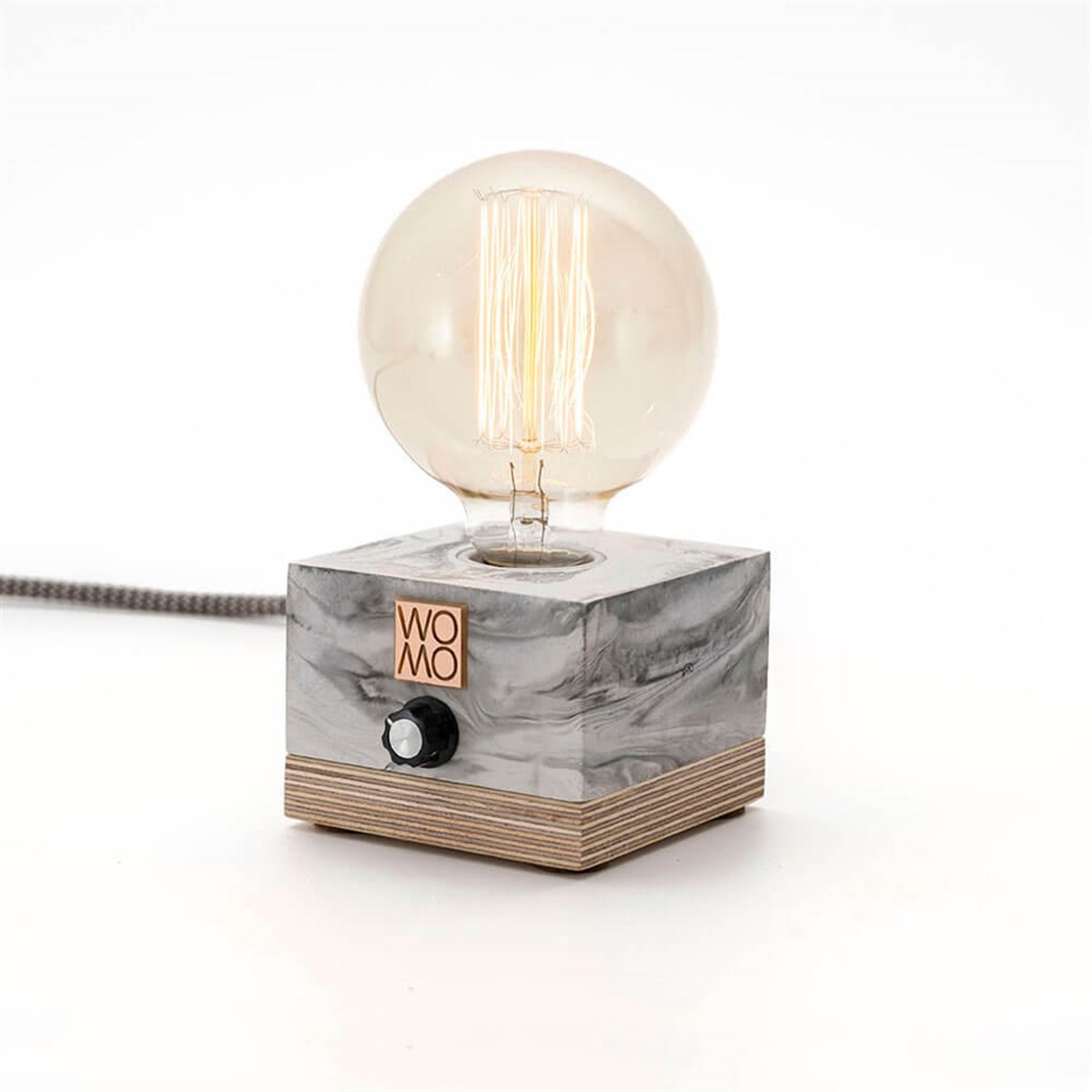 Marble Textured Concrete Table Lamp with Dimmer - Globe