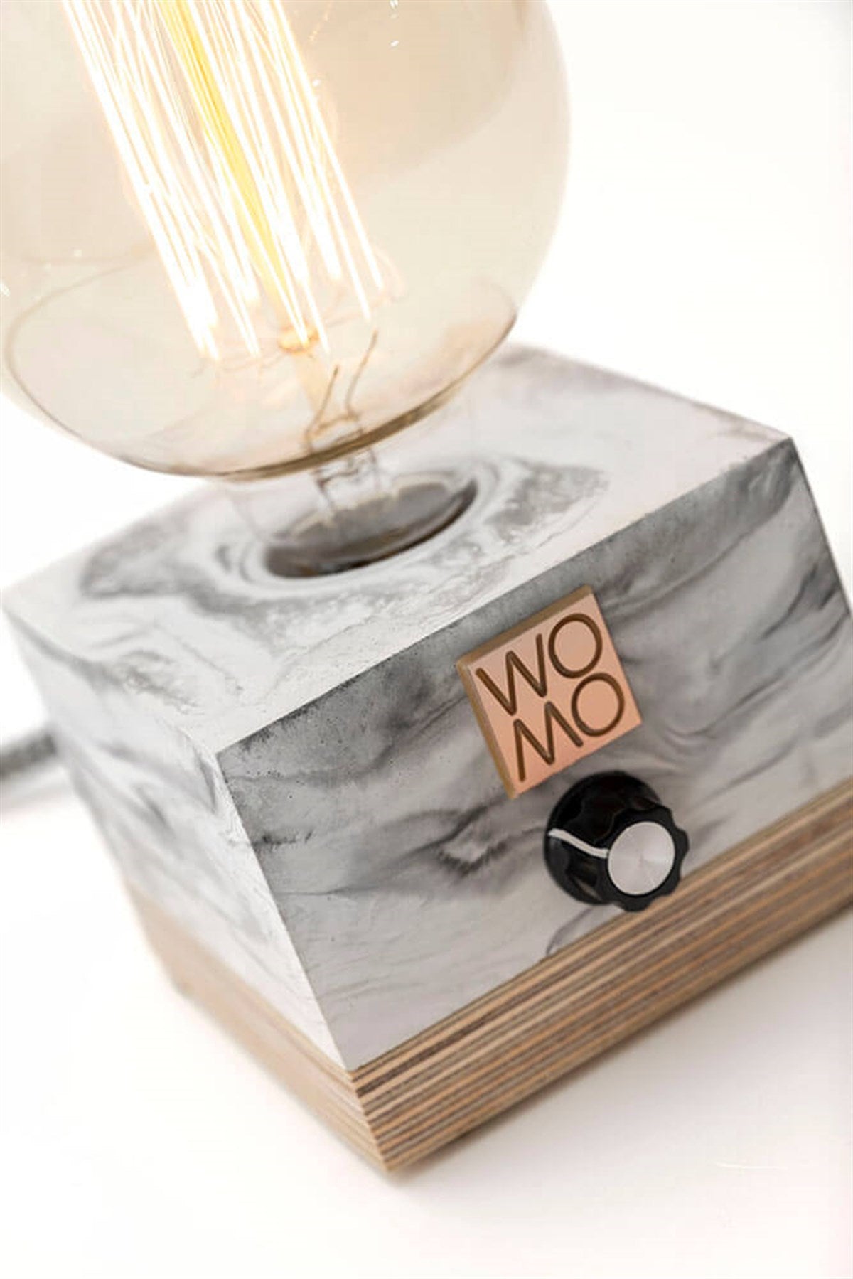Marble Textured Concrete Table Lamp with Dimmer - Globe