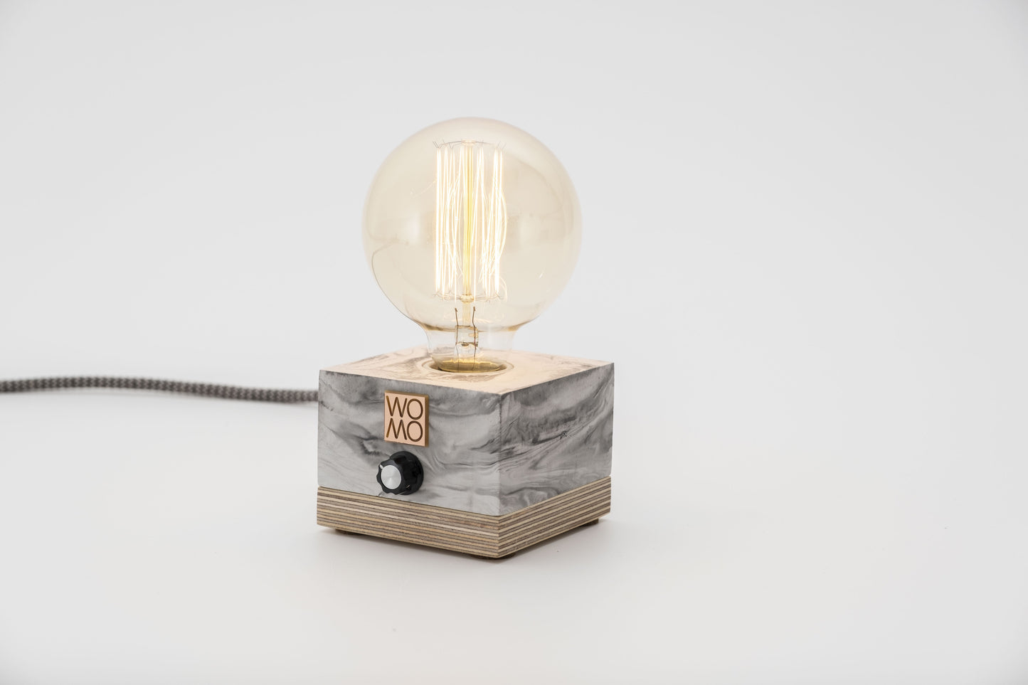 Marble Textured Concrete Table Lamp with Dimmer - Globe