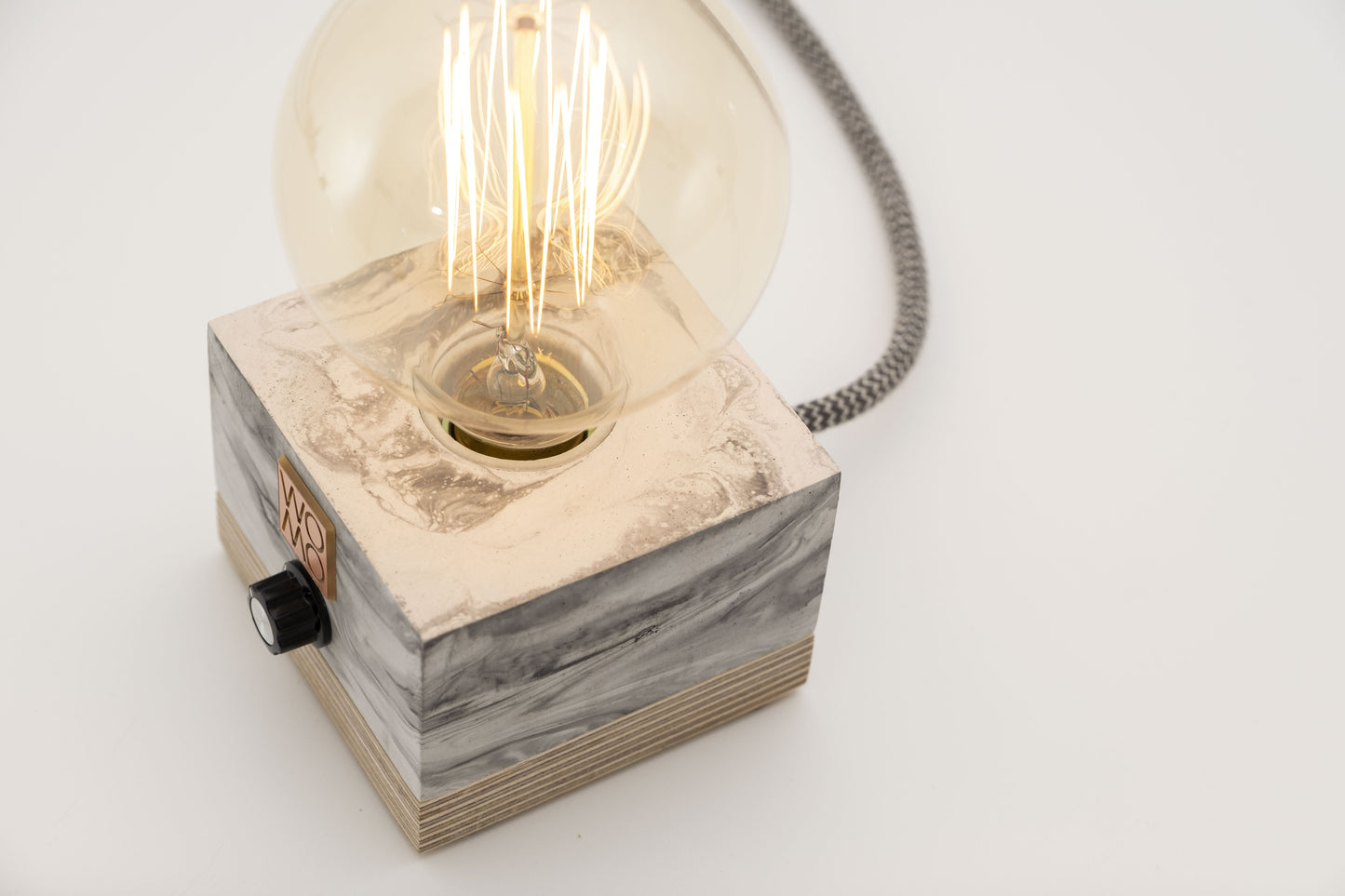 Marble Textured Concrete Table Lamp with Dimmer - Globe