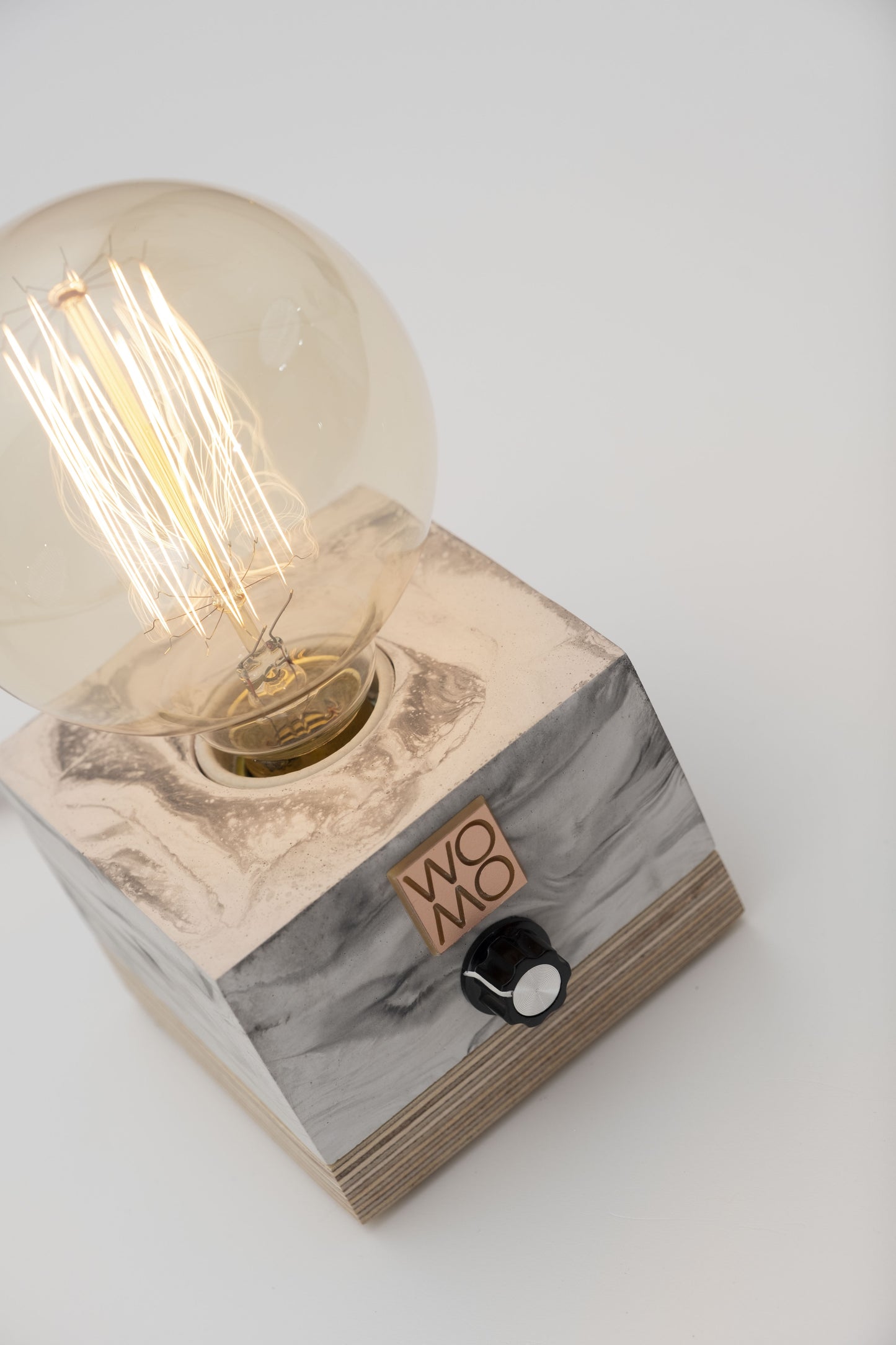 Marble Textured Concrete Table Lamp with Dimmer - Globe