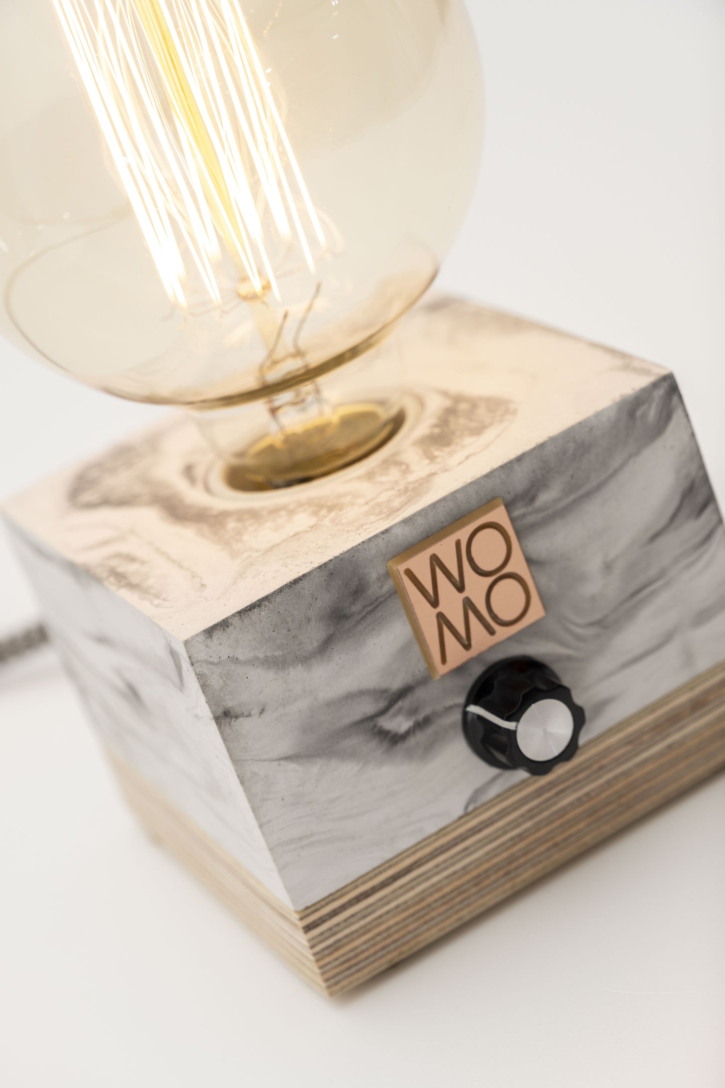 Marble Textured Concrete Table Lamp with Dimmer - Globe