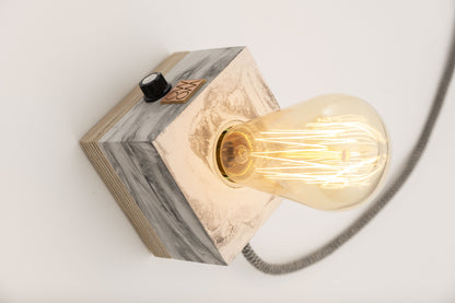 Marble Textured Concrete Table Lamp with Dimmer - Cylinder