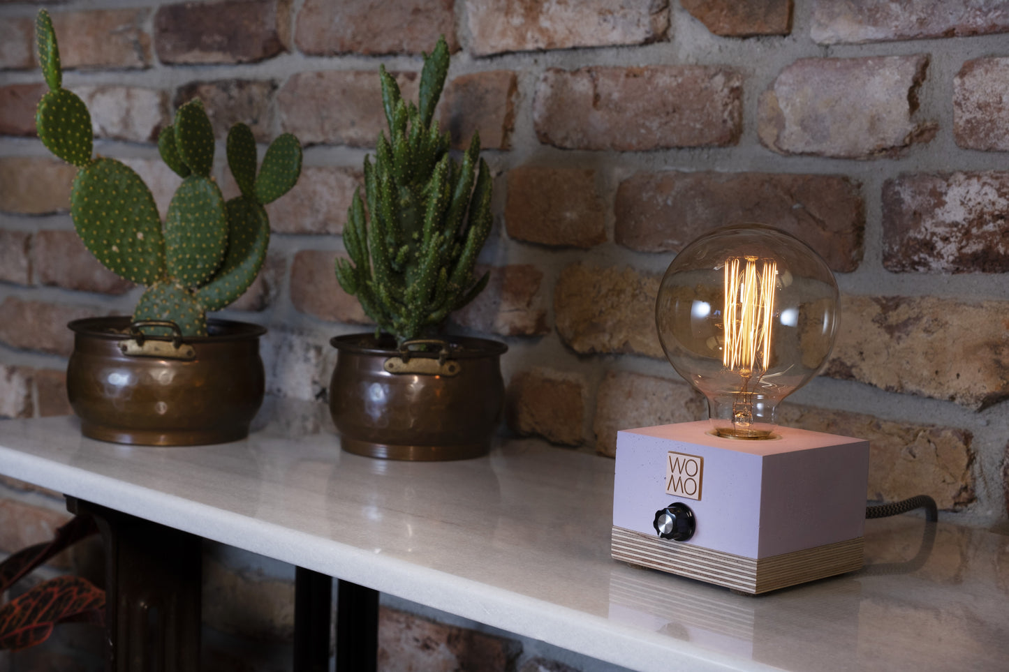 Colored Concrete Table Lamp with Dimmer - Globe