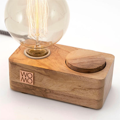 Olive Wood Table Lamp with Dimmer