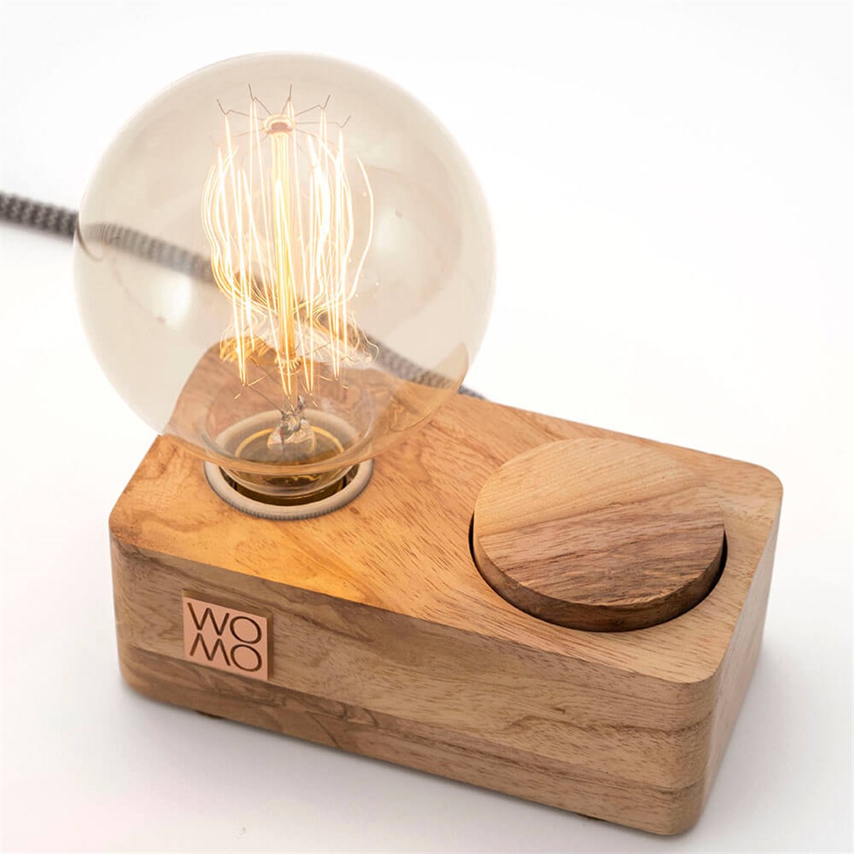 Olive Wood Table Lamp with Dimmer