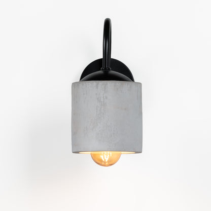 Gray Black Metal Detail Cylinder Sconce