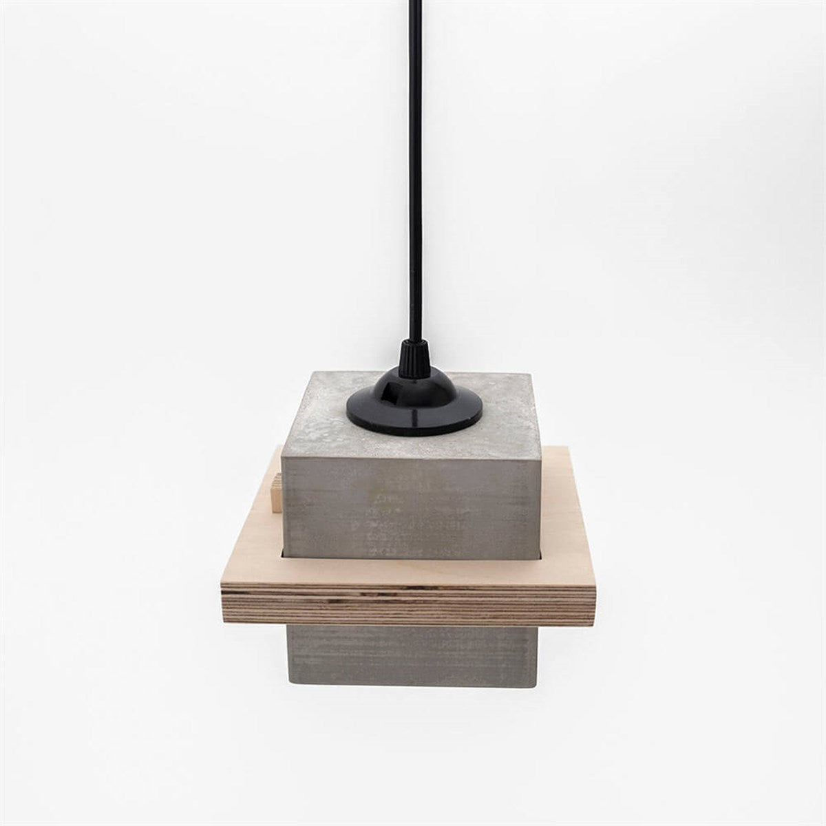 Square Wood and Concrete Ceiling Lighting