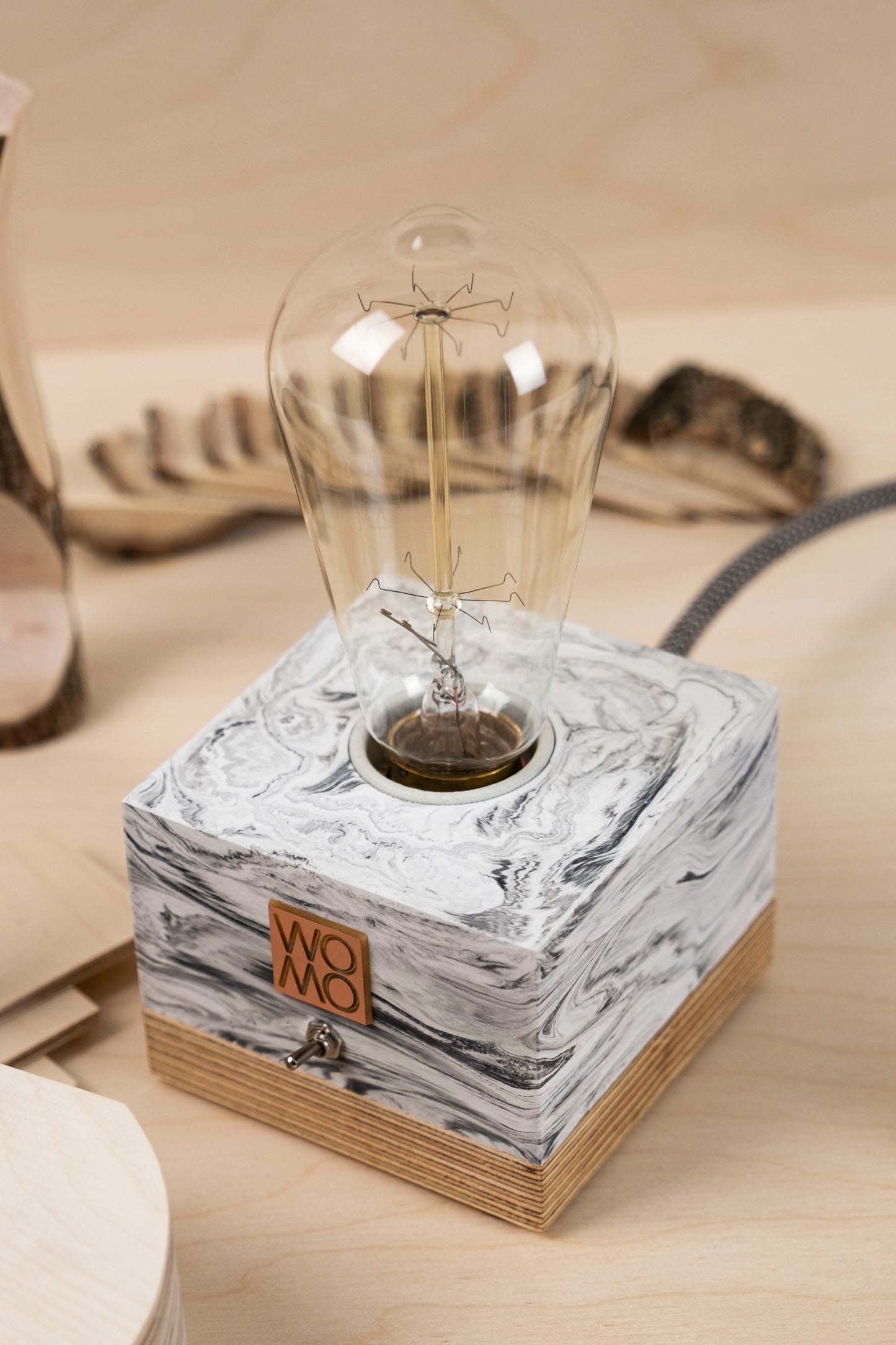 Marble Textured Concrete Table Lamp