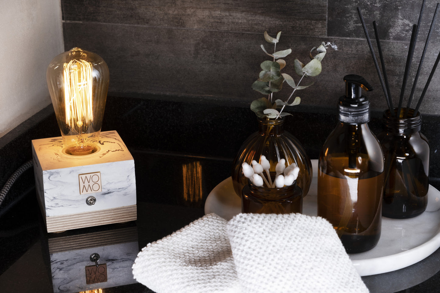 Marble Textured Concrete Table Lamp