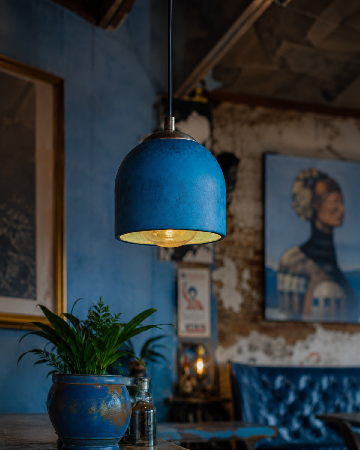 Blue Concrete Ceiling Lighting
