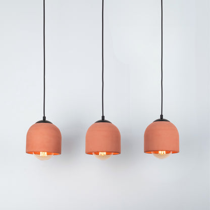 3'lü Sıralı Terracotta Beton Sarkıt Aydınlatma