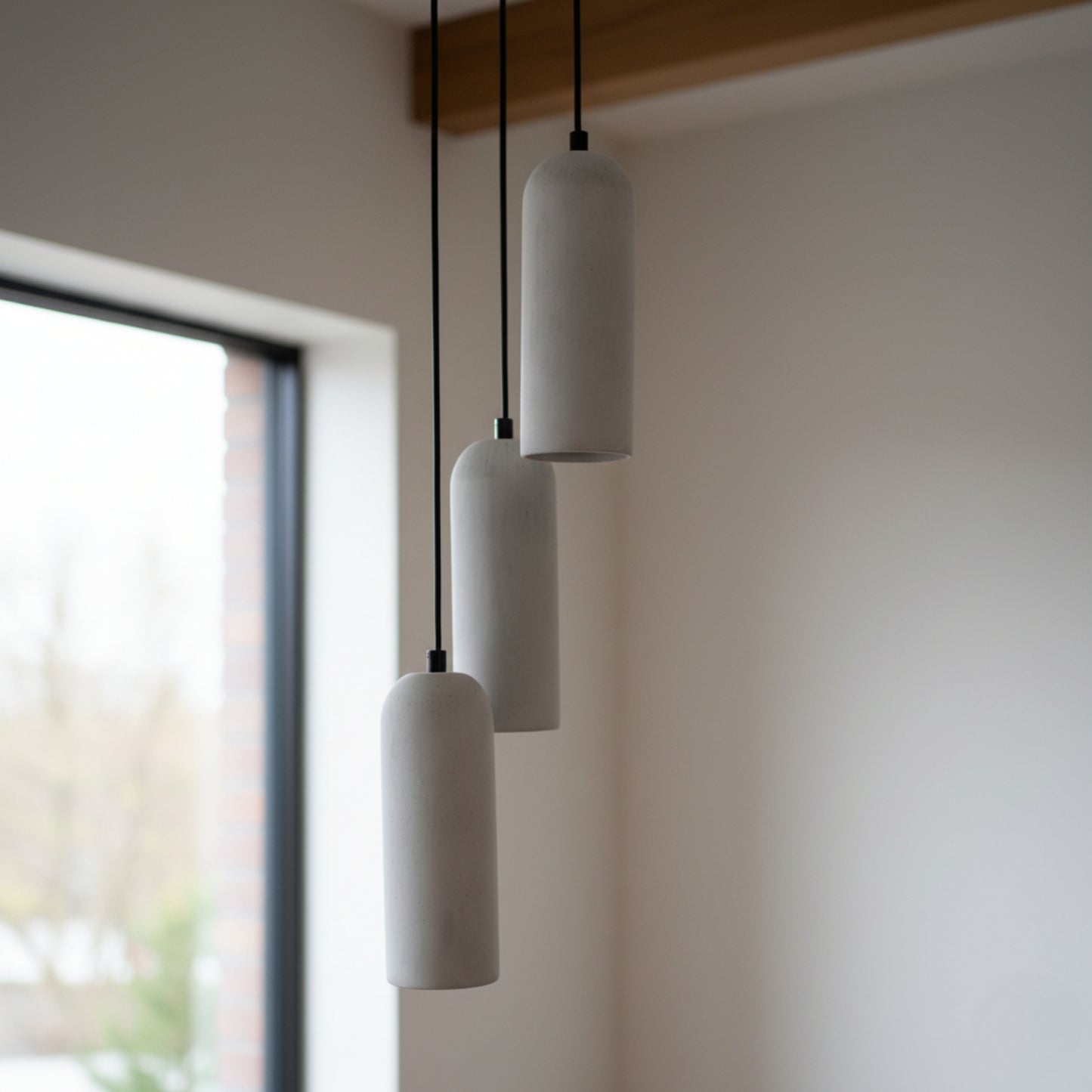 Gri Kubbe Silindir 3'lü Beton Sarkıt Aydınlatma